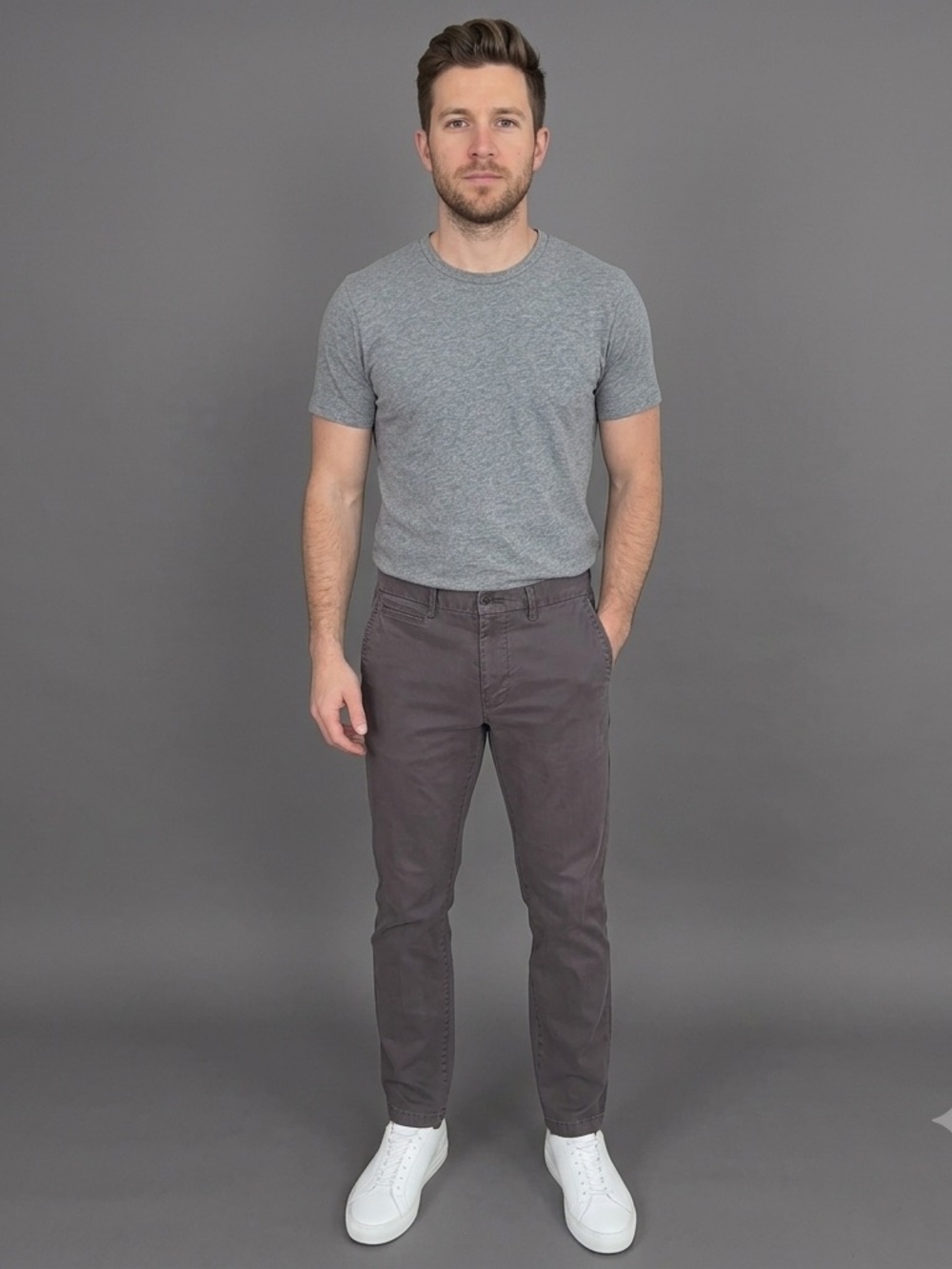 PERK Feel Good Chinos / Slim Fit Grey Stretch Pants size 33/32.
